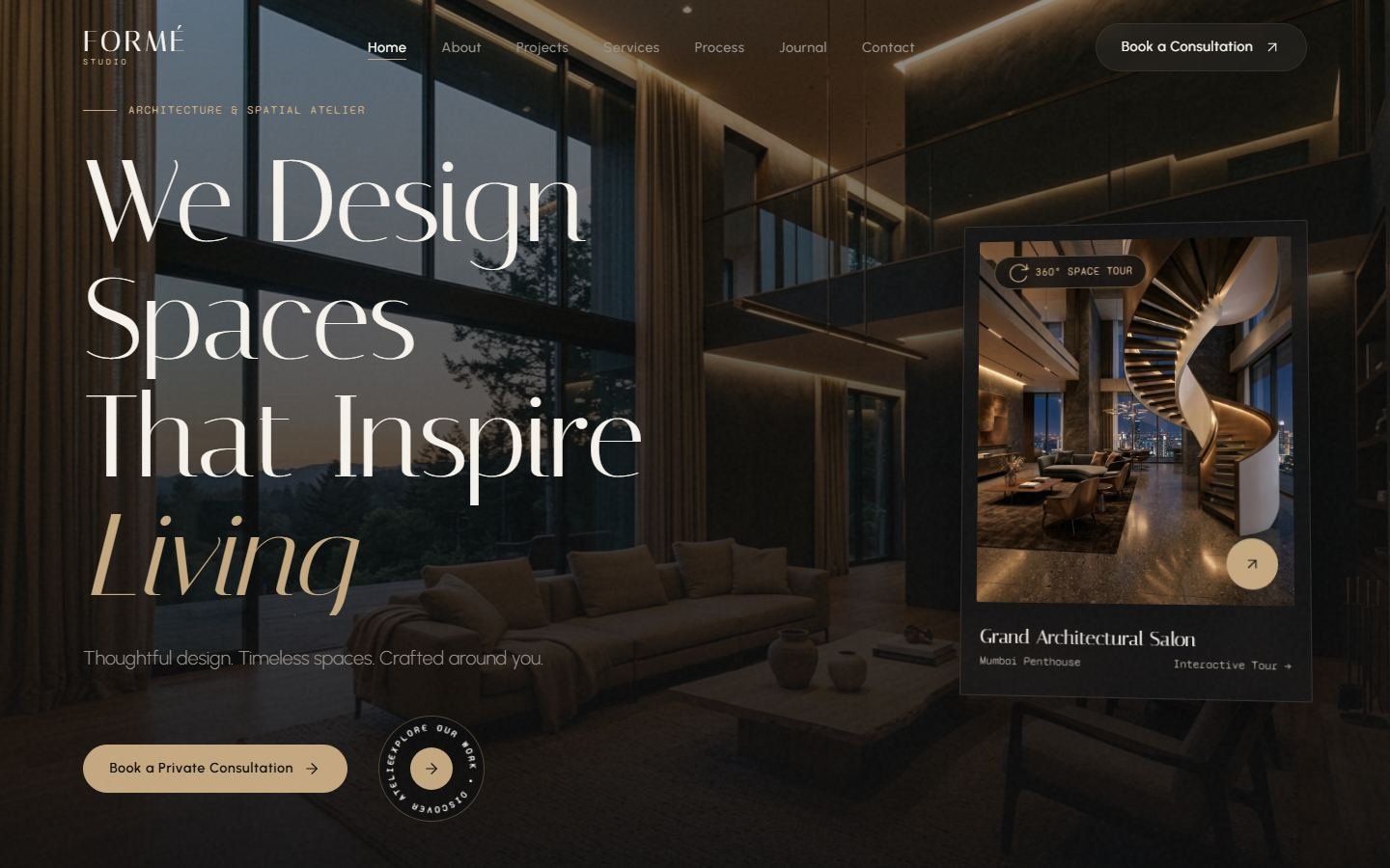 FORMÉ Interior Studio homepage, Architecture website in Mumbai