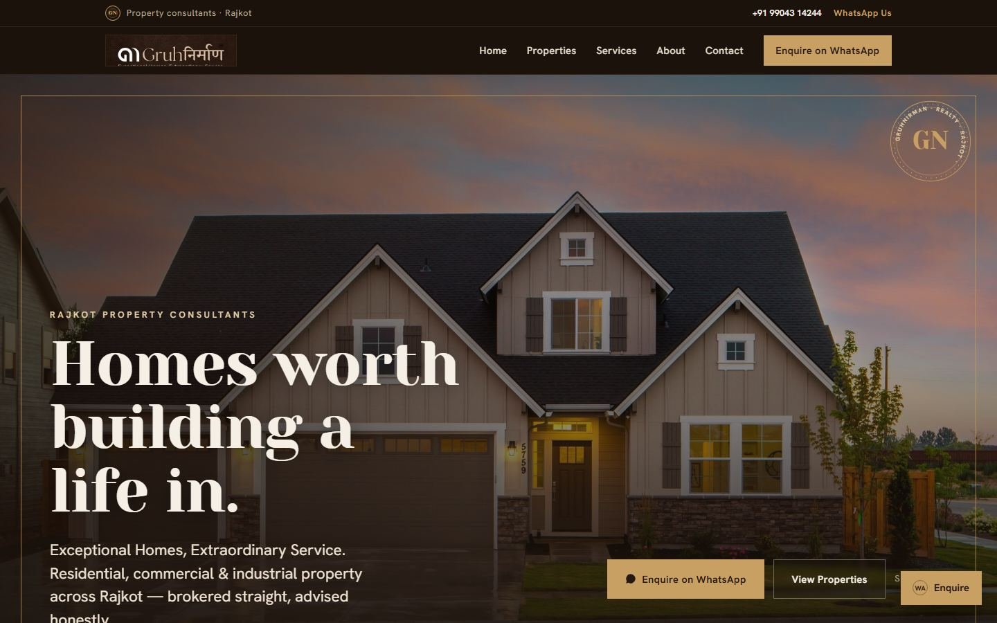 Gruhnirman Realty website, Real estate in Rajkot