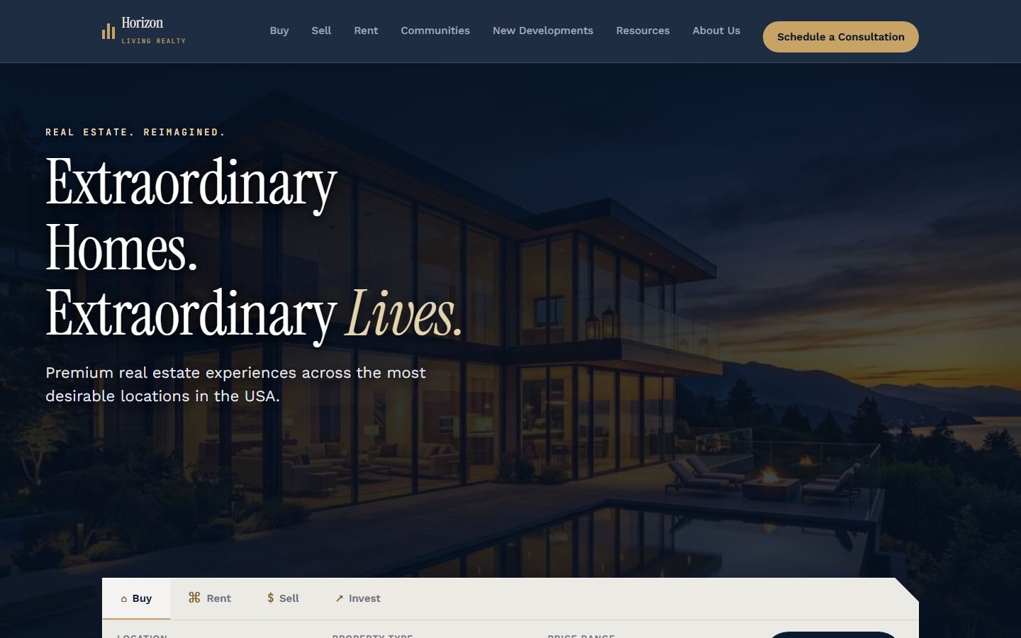 Horizon Living Realty, Real estate website