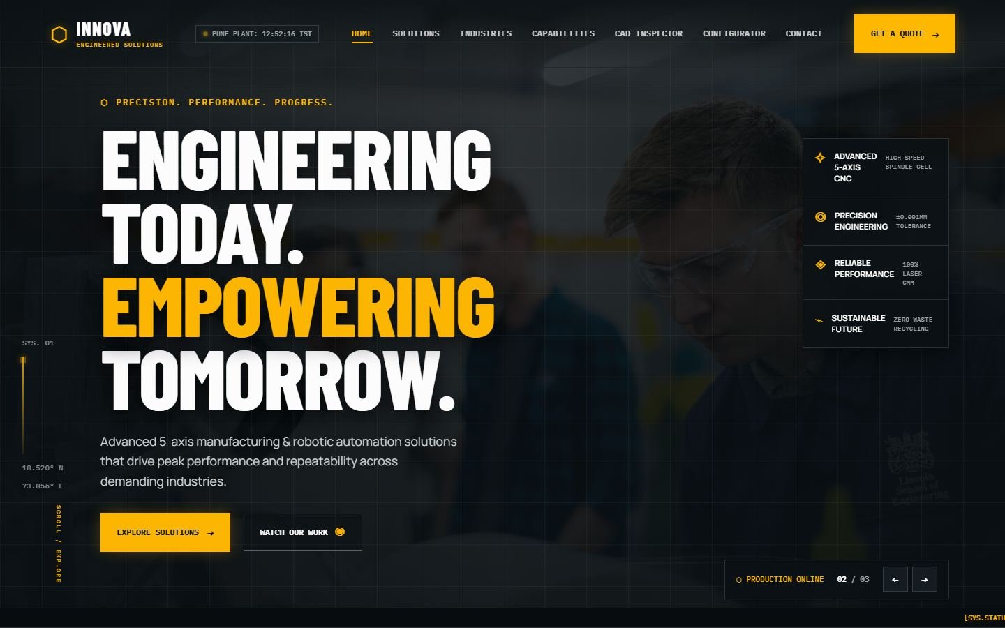 INNOVA — Engineered Solutions website, Manufacturing in Pune