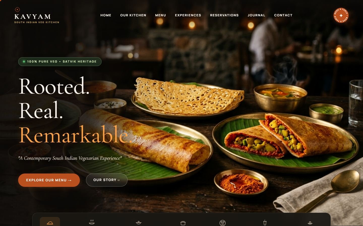 KAVYAM — South Indian Veg Kitchen website, Restaurant in Rajkot