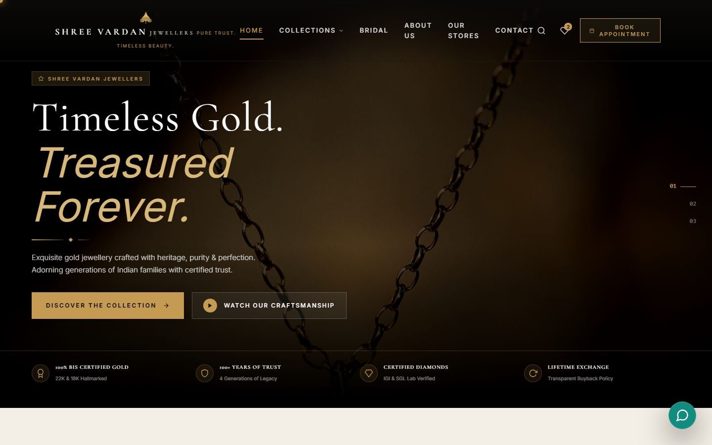 Shree Vardan Jewellers homepage, Jewellery website in Rajkot