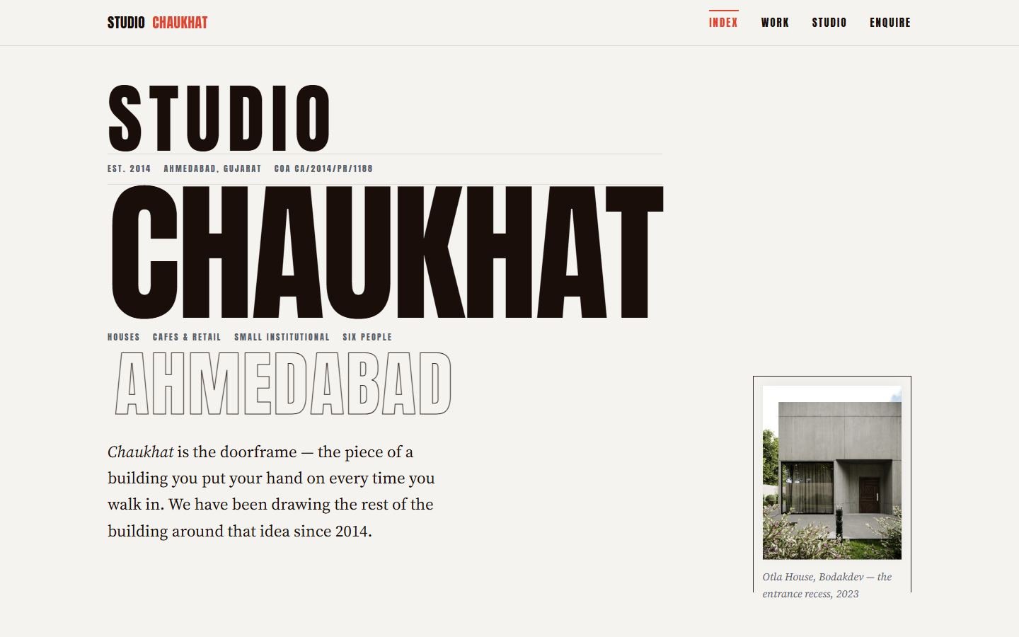 Studio Chaukhat website, Architecture in Ahmedabad