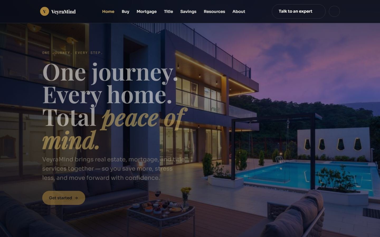 VeyraMind homepage, Real estate website in Austin