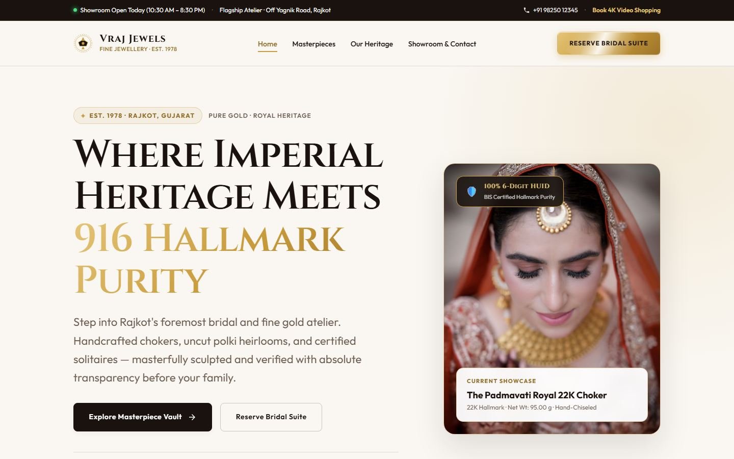 Vraj Jewels website, Jewellery in Rajkot