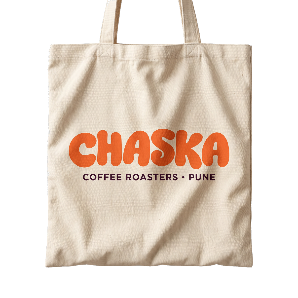 Chaska canvas tote bag with the wordmark printed across it